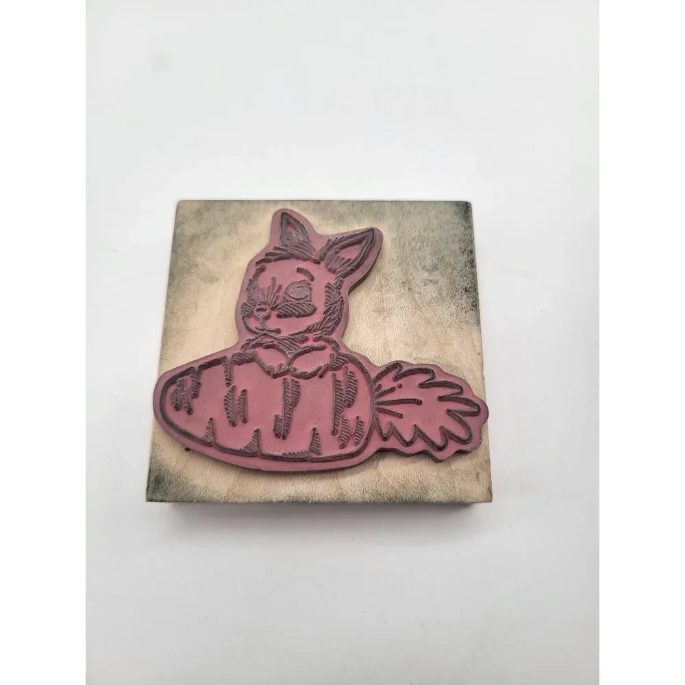 Stampabilities Bunny W/ Carrot Wood Rubber Stamp 2015 Easter Spring Card Craft - Picture 6 of 8